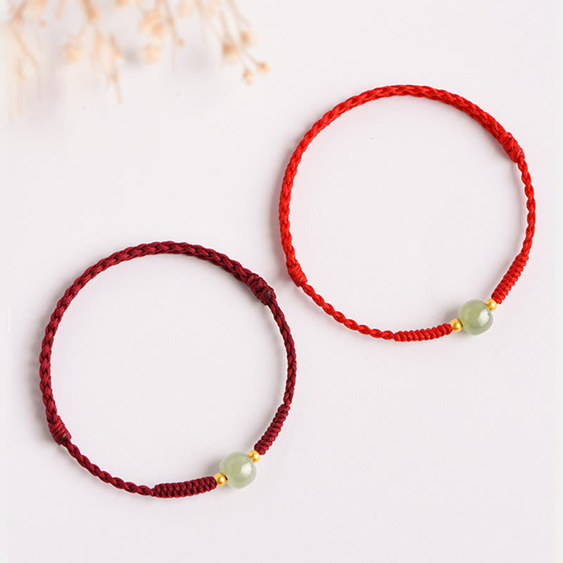 EverestArtstudios Handmade Jade Lucky Bead Prosperity Braided Bracelet