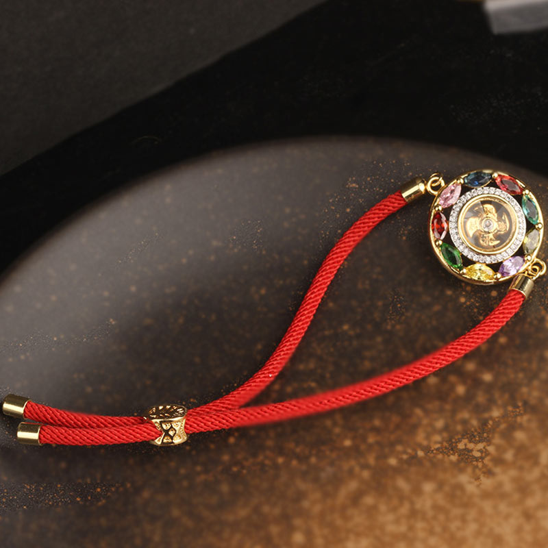 EverestArtstudios Colorful Zircon Copper Wealth Luck Rotation Bracelet Necklace Pendant