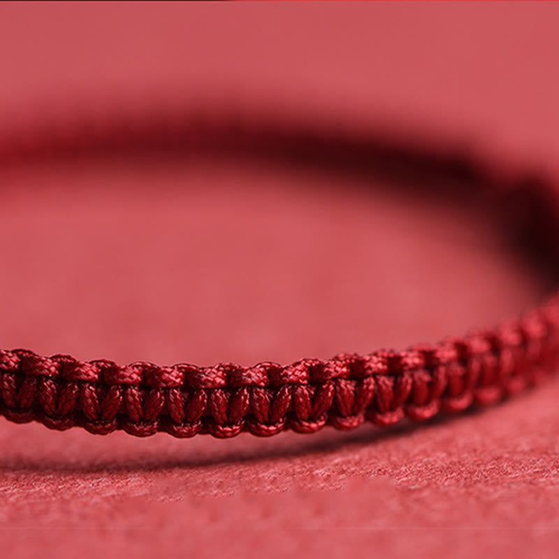EverestArtstudios Four Leaf Clover Five-petal Flower Cinnabar Blessing Red String Bracelet
