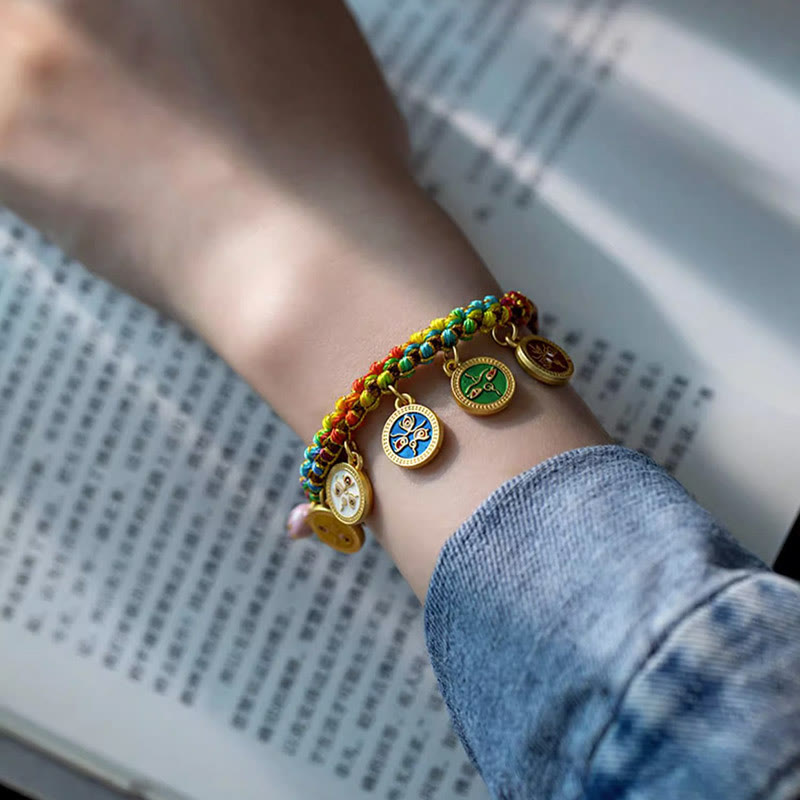 EverestArtStudios Tibetan Colorful Rope Five God Of Wealth Luck Braid Bracelet