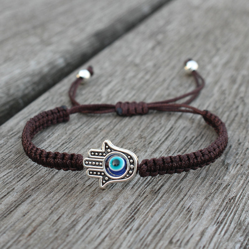 EverestArtstudios Handmade Hamsa Symbol Protection Luck String Bracelet