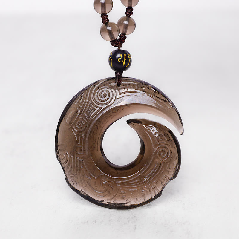 Buddha Stones Natural Black Obsidian Ice Obsidian Strength Necklace Pendant