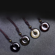 Buddha Stones Tibetan Obsidian Protection Necklace