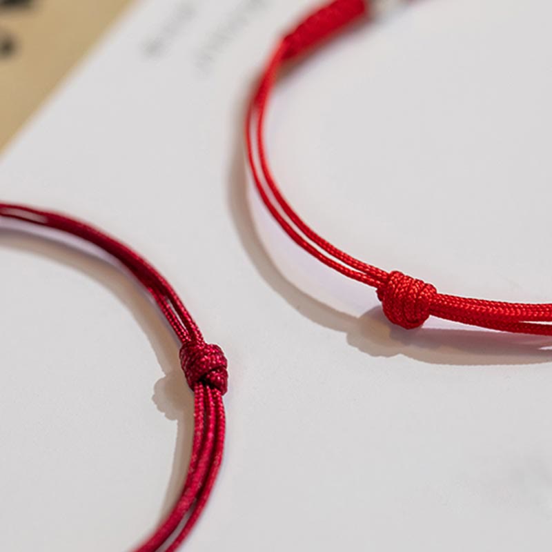 EverestArtstudios 925 Sterling Silver Luck Bead Protection Red String Thin Cord Braided Bracelet