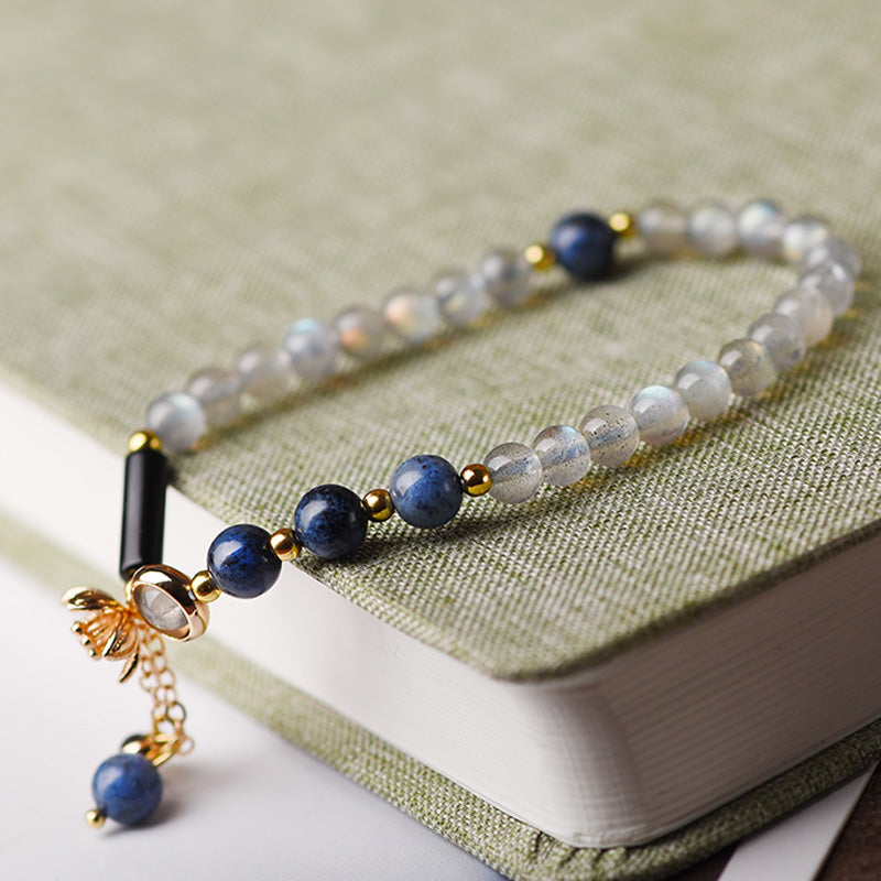 Buddha Stones Moonstone Lazurite Lapis Lazuli Calm Healing Positive Bracelet
