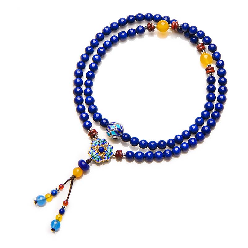 Buddha Stones Lazurite Lapis Lazuli Yellow Agate Positive Bracelet