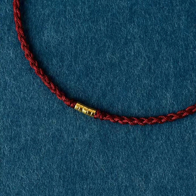 EverestArtStudios 925 Sterling Silver Auspicious Golden Bead Braided String Bracelet and Anklet