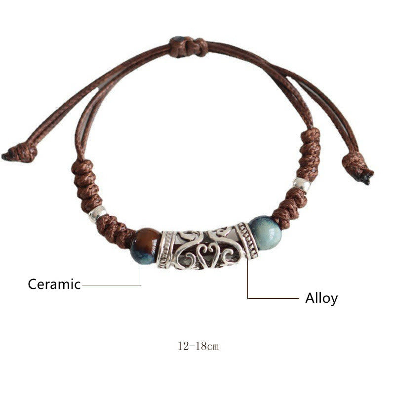 Buddha Stones Tibet Ceramic Bead Wealth String Bracelet