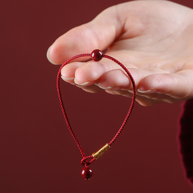 EverestArtstudios Natural Cinnabar Red Agate Blessing Red String Bracelet