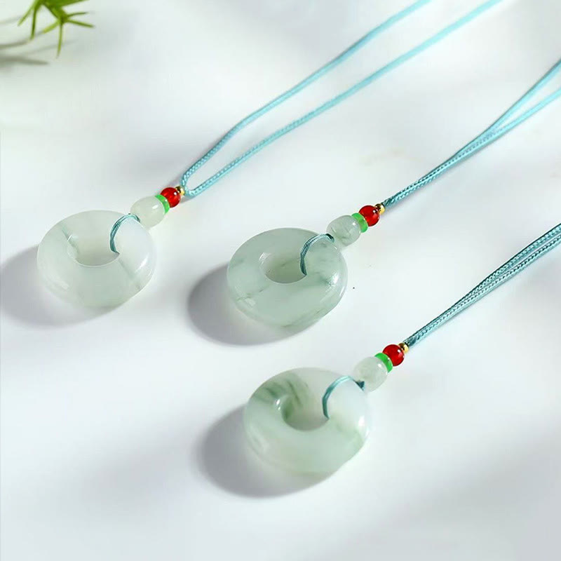 EverestArtstudios Natural Jade Peace Buckle Prosperity Necklace Pendant
