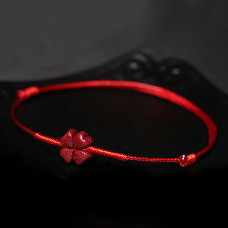 EverestArtstudios Handmade Plum Blossom Four Leaf Clover PiXiu Lotus Koi Fish Cinnabar Blessing Braid Bracelet