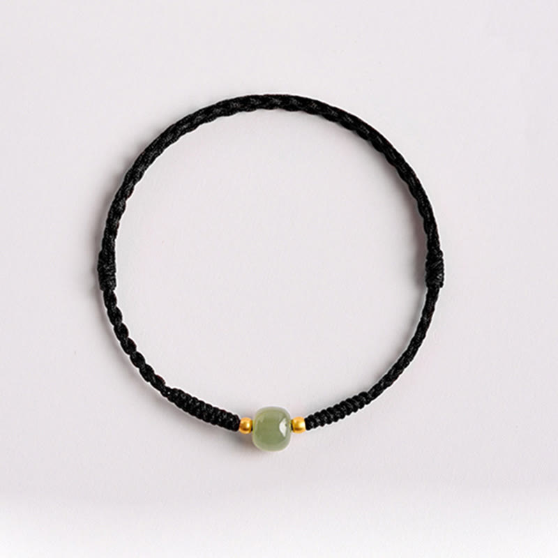 EverestArtstudios Handmade Jade Lucky Bead Prosperity Braided Bracelet