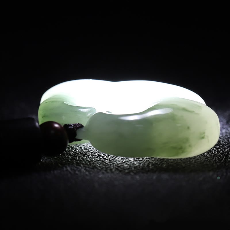 EverestArtstudios Tianshan Jade Golden Silk Jade Chinese Lock Charm Abundance Necklace Pendant