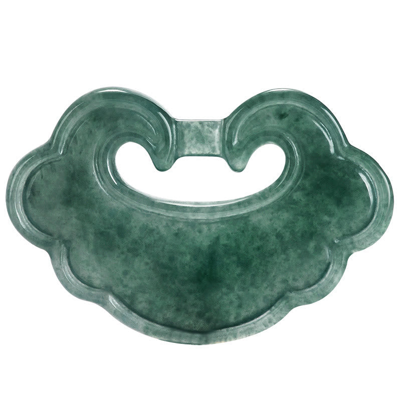 EverestArtstudios Natural Green Jade Chinese Lock Charm Luck Necklace Pendant