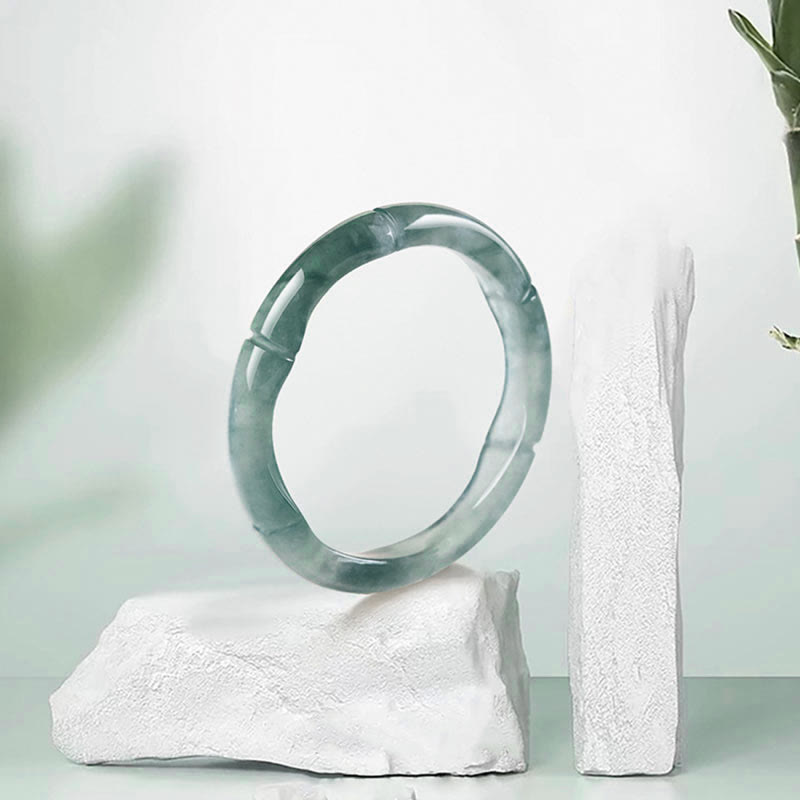 EverestArtstudios Natural Jade Bamboo Prosperity Abundance Ring