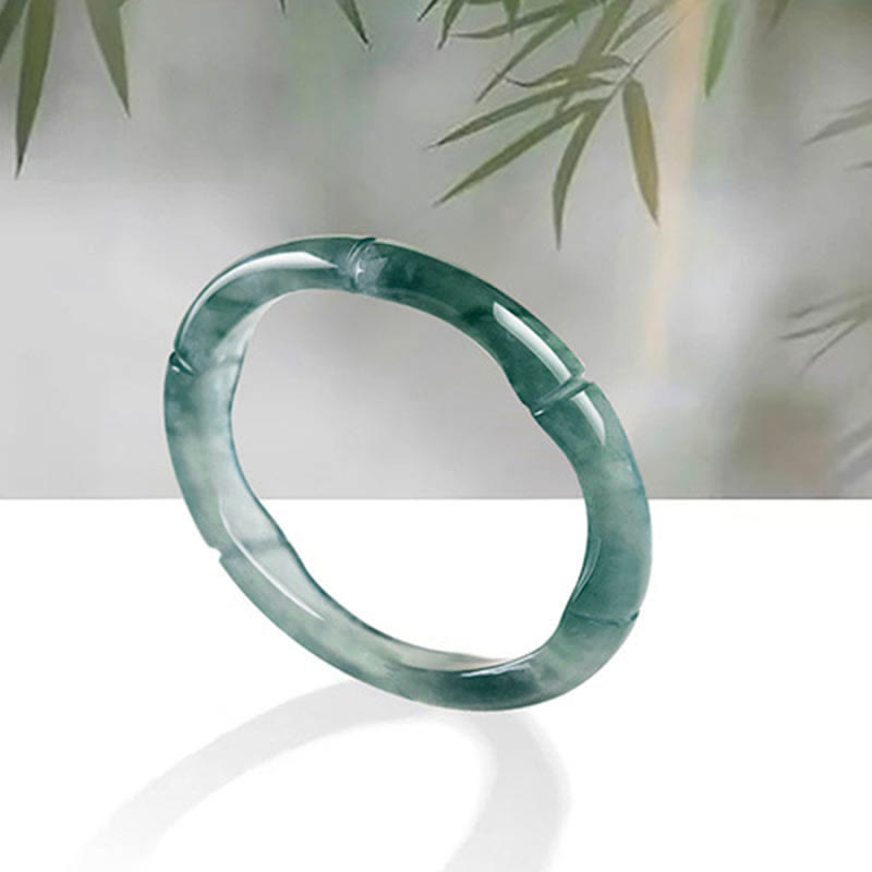 EverestArtstudios Natural Jade Bamboo Prosperity Abundance Ring