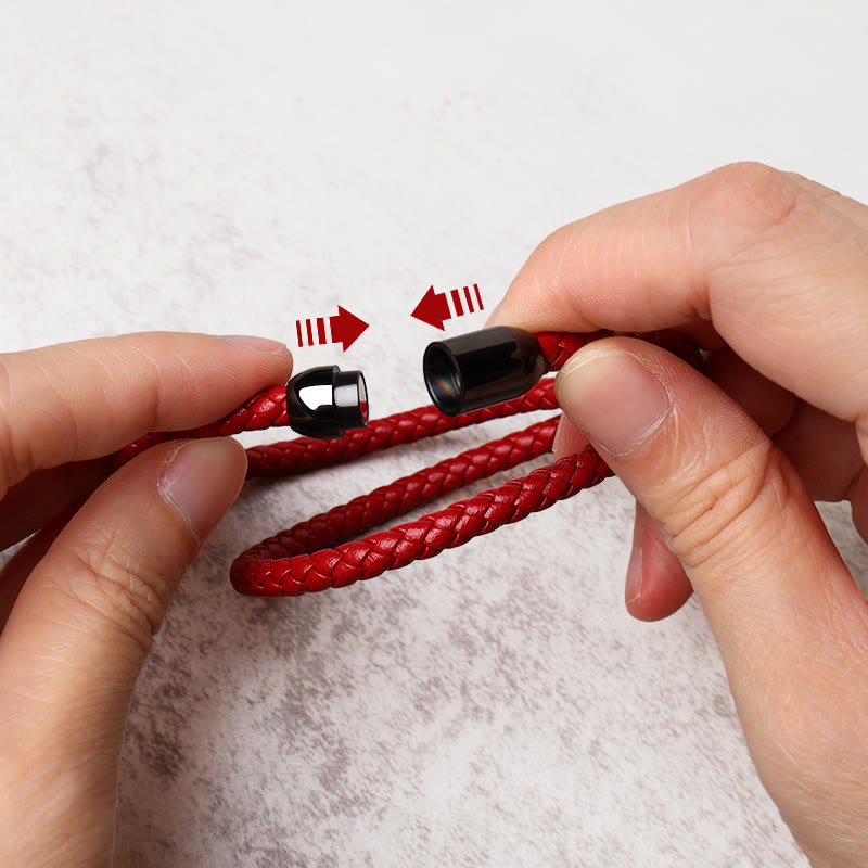 EverestArtstudios Genuine Leather Red String Protection Magnetic Buckle Bracelet
