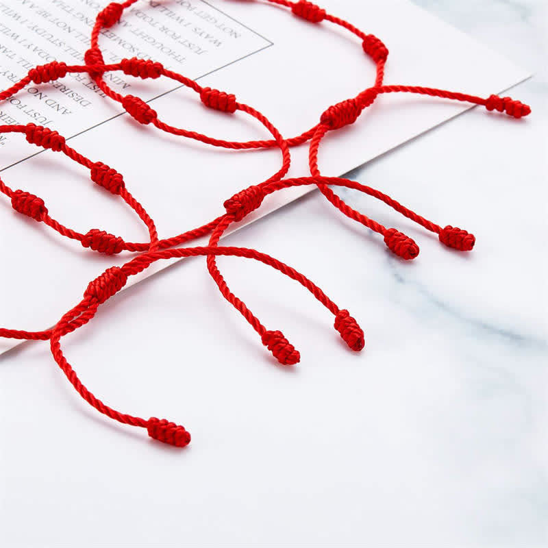 EverestArtstudios 4Pcs Evil Eye Seven Knot Red String Protection Bracelet