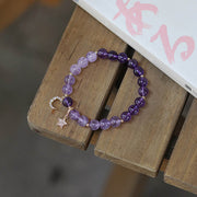 Buddha Stones Amethyst Crystal Moon Star Healing Bracelet
