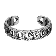 Buddha Stones Tibetan Om Mani Padme Hum Mantra Titanium Steel Peace Cuf Bangle Bracelet