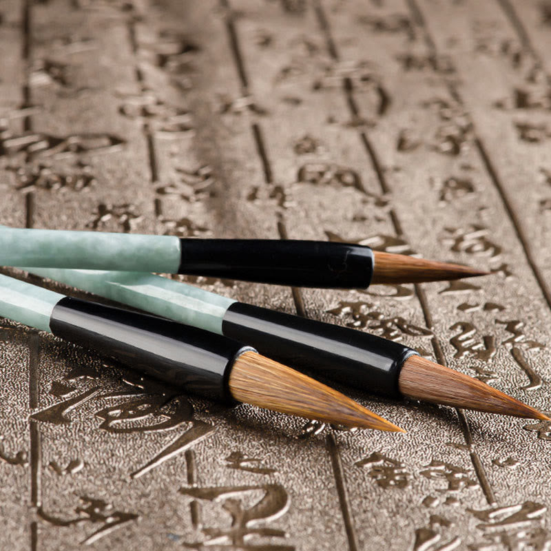 EverestArtstudios Natural Jade Luck Chinese Calligraphy Brush Pen Chinese Writing Brush With Gift Box