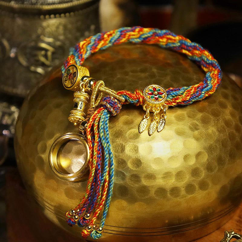 EverestArtStudios Tibetan Om Mani Padme Hum Dreamcatcher Luck Colorful Reincarnation Knot String Bracelet