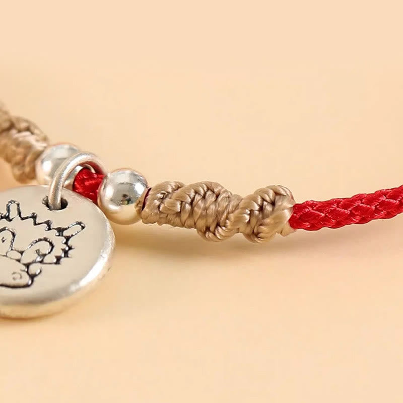 Buddha Stones Handmade 999 Sterling Silver Year of the Dragon Cute Chinese Zodiac Luck Braided Bracelet (Extra 35% Off | USE CODE: FS35)