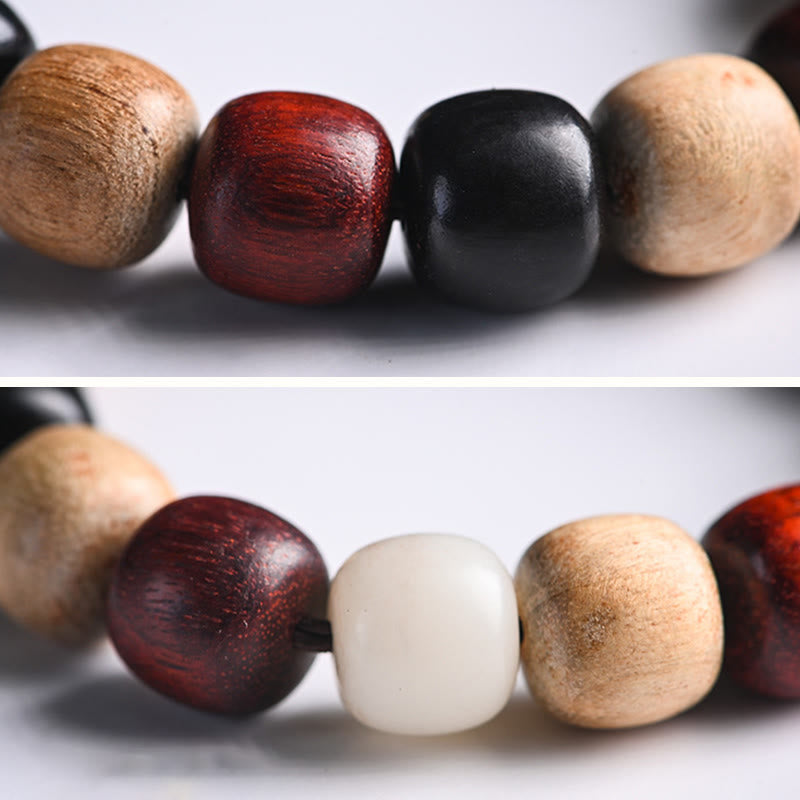 EverestArtStudios Small Leaf Red Sandalwood Ebony Wood Cute Cat Engraved Protection Bracelet