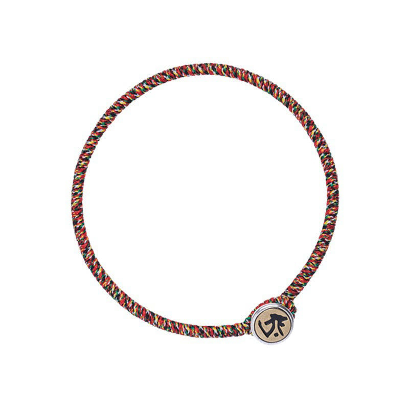 Buddha Stones Handmade 925 Sterling Silver Chinese Zodiac Protection Colorful Rope Bracelet