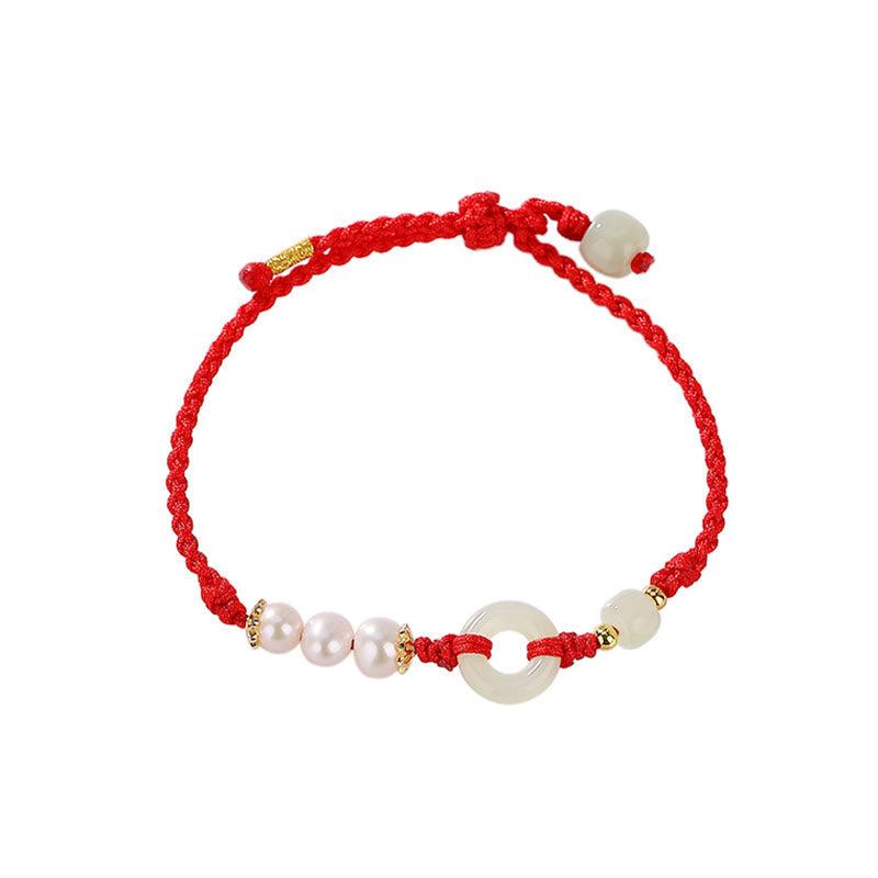 EverestArtstudios Hetian-Jade-Perlen-Ping-An-Kou-Armband, Gold