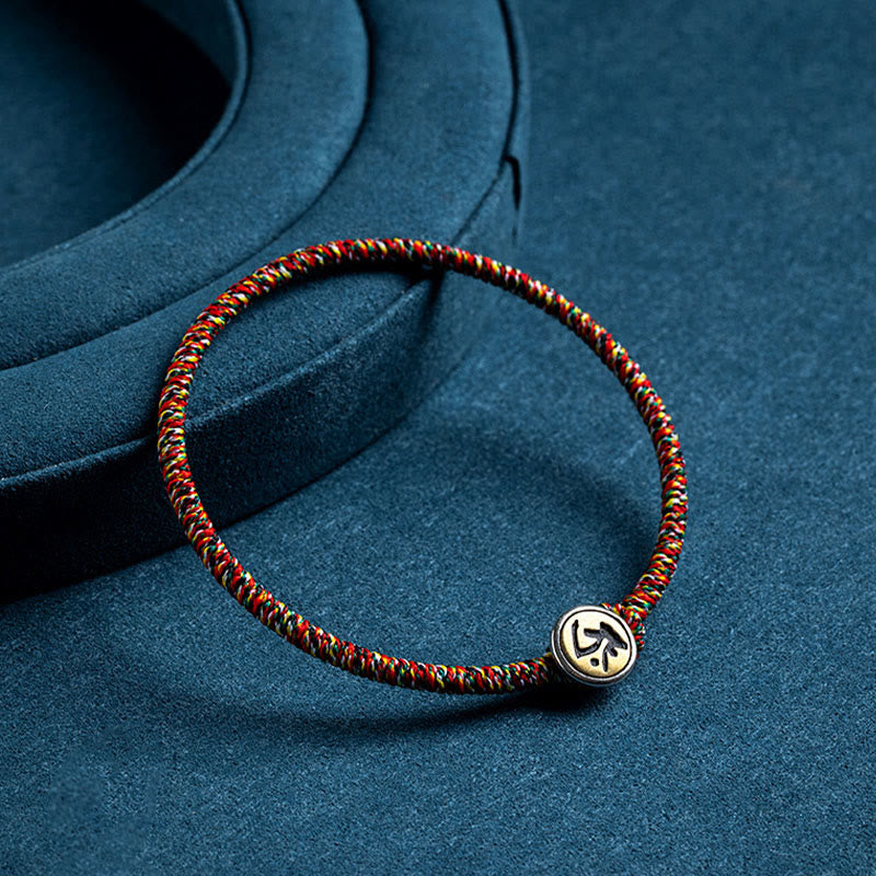 Buddha Stones Handmade 925 Sterling Silver Chinese Zodiac Protection Colorful Rope Bracelet
