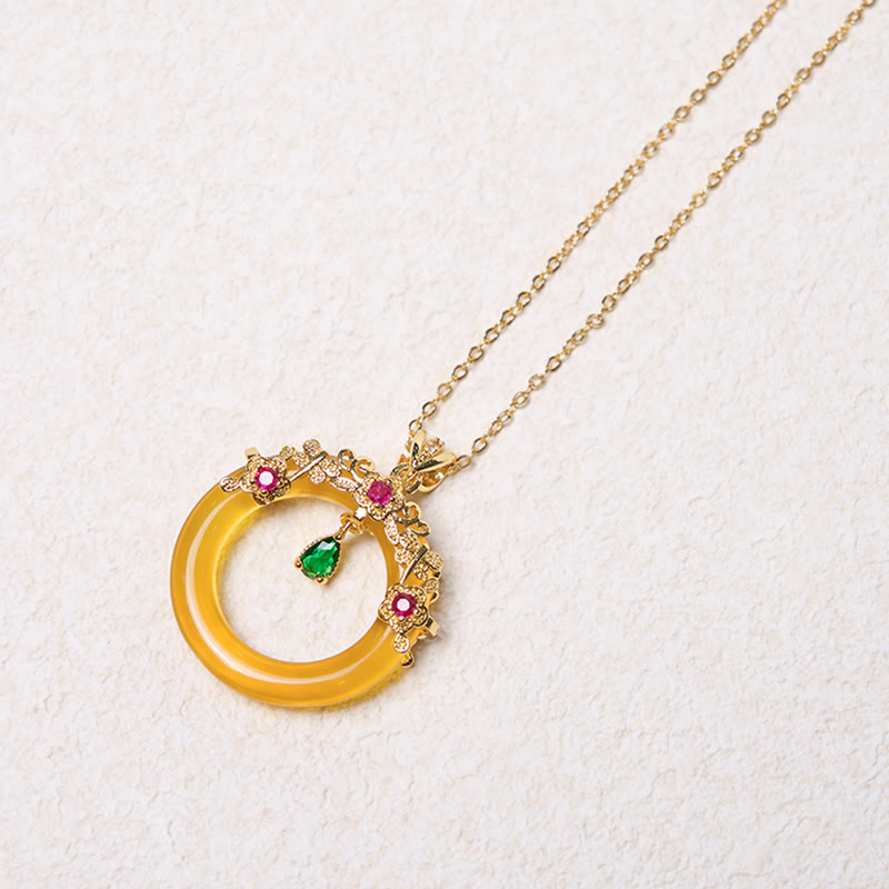 EverestArtstudios Green Chalcedony Peace Buckle Design Strength Necklace Pendant