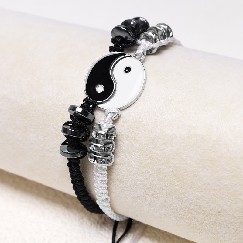 EverestArtStudios 2pcs Yin Yang Hematite Couple Bracelet