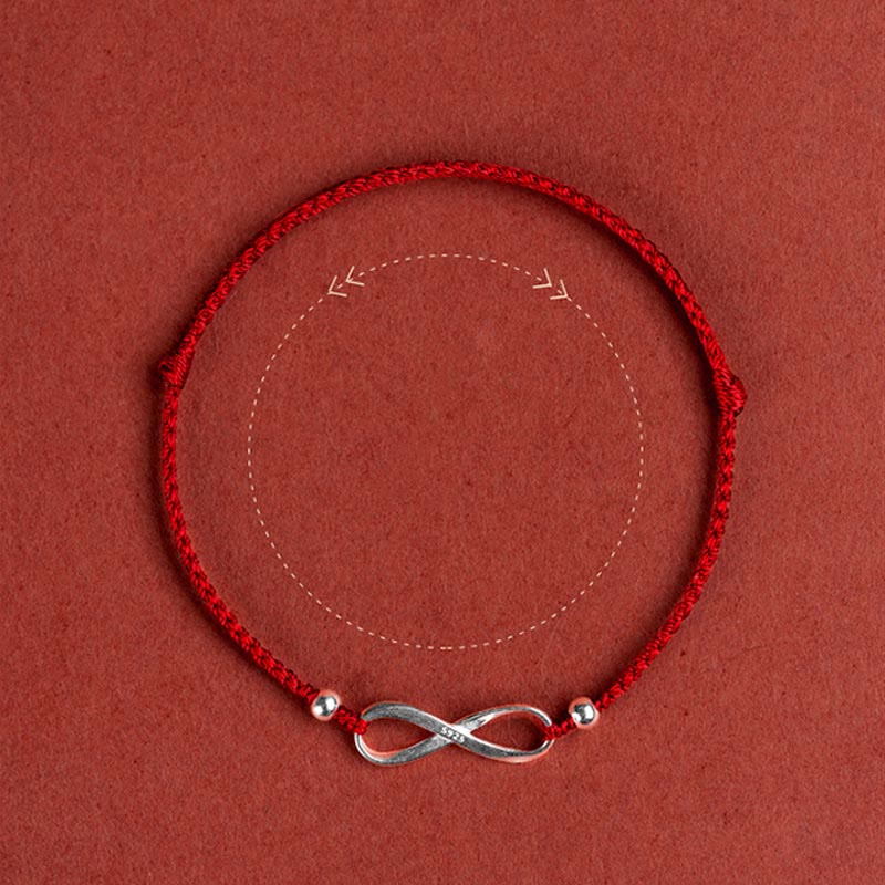 EverestArtstudios 925 Sterling Silver Endless Knot Protection Luck Red String Bracelet Anklet