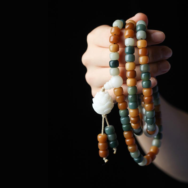 Buddha Stones Bodhi Lotus Mala Harmony Necklace Bracelet