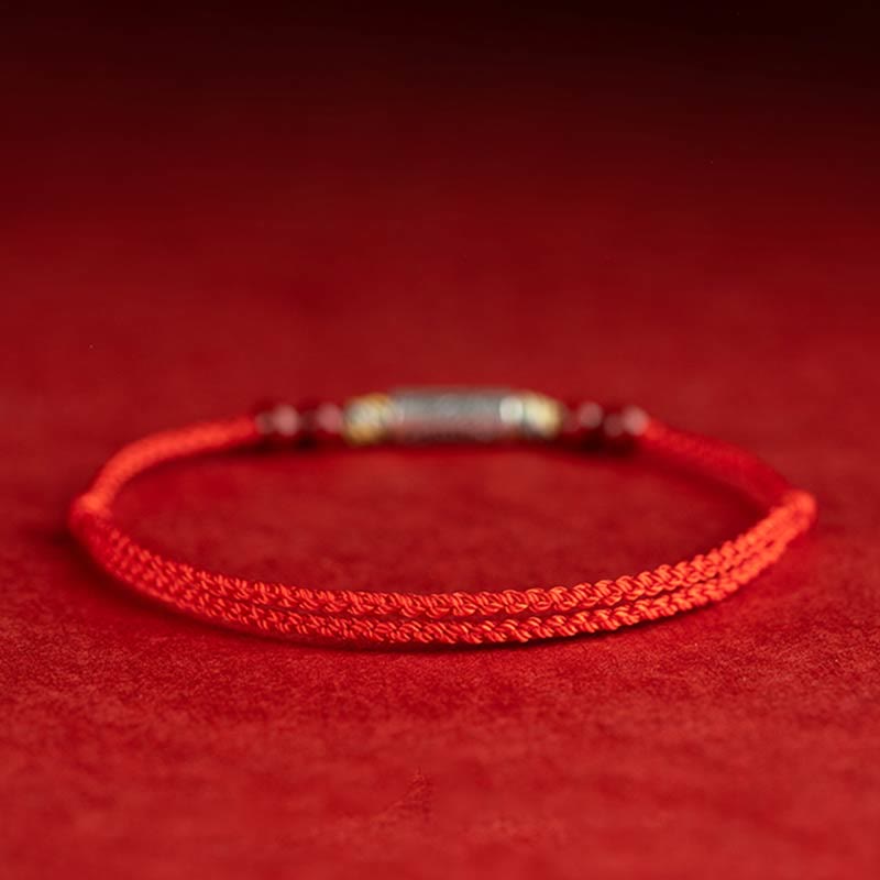 EverestArtstudios 925 Sterling Silver Koi Fish Cinnabar Bead Wealth Handcrafted Braided Bracelet Anklet