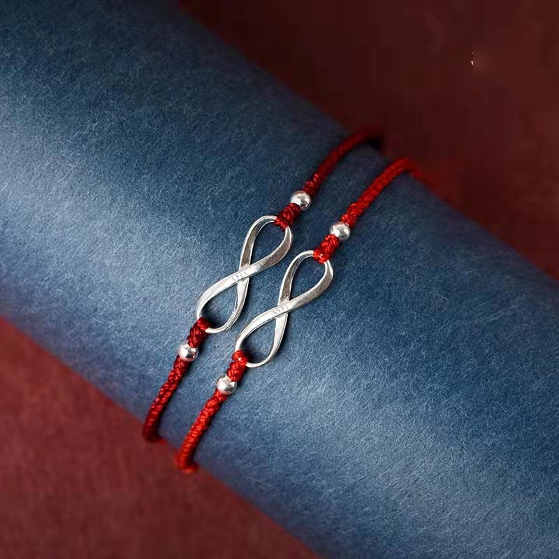 EverestArtstudios 925 Sterling Silver Endless Knot Protection Luck Red String Bracelet Anklet