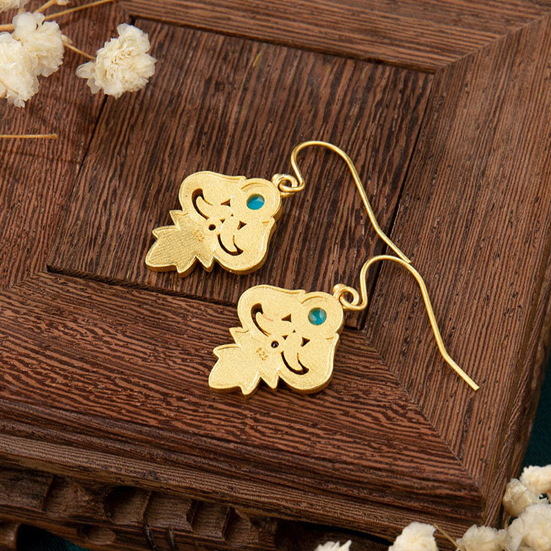 EverestArtStudios Copper Enamel Turquoise Positive Drop Earrings