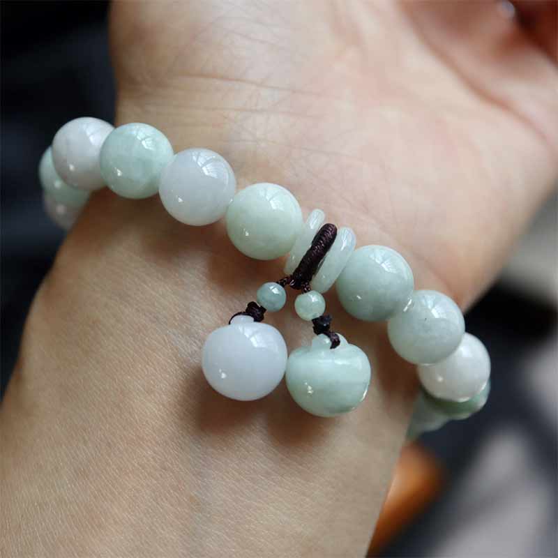 Buddha Stones Natural Jade Pi Xiu Gourd Apple Success Bracelet