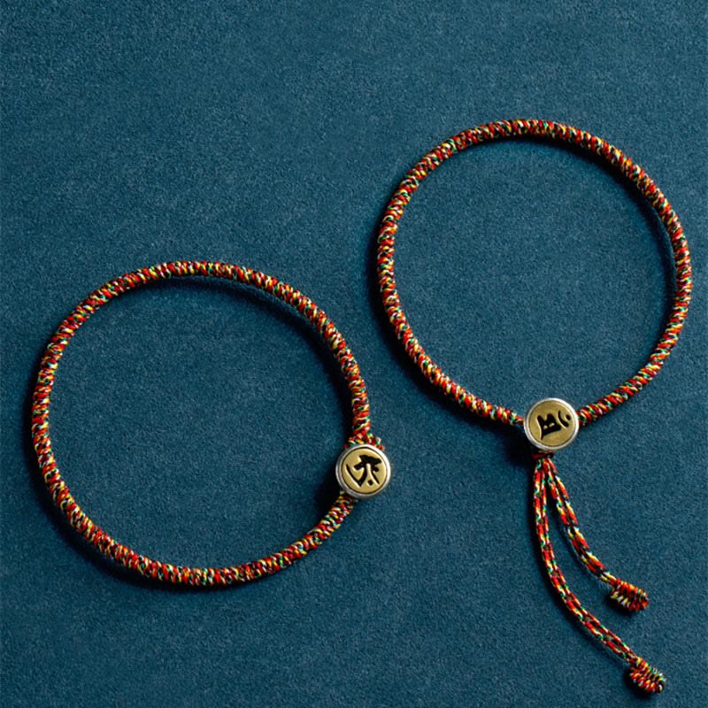 Buddha Stones Handmade 925 Sterling Silver Chinese Zodiac Protection Colorful Rope Bracelet