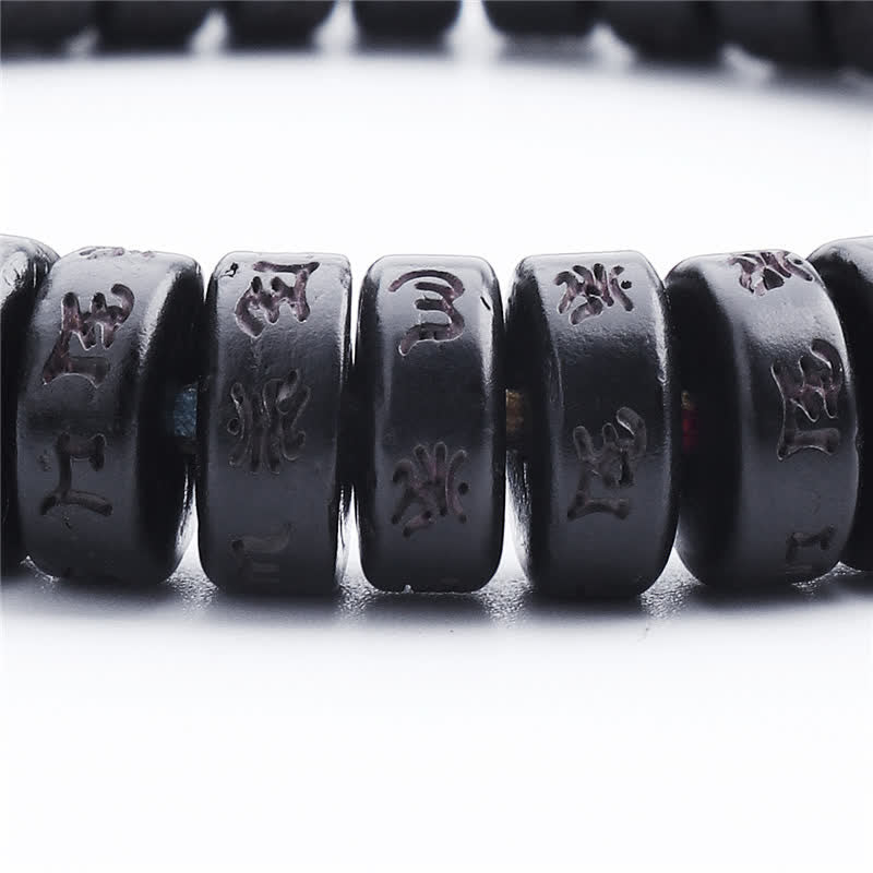 EverestArtStudios Tibetan Coconut Shell Beads Engraved Om Mani Padme Hum Mantra Happiness Bracelet