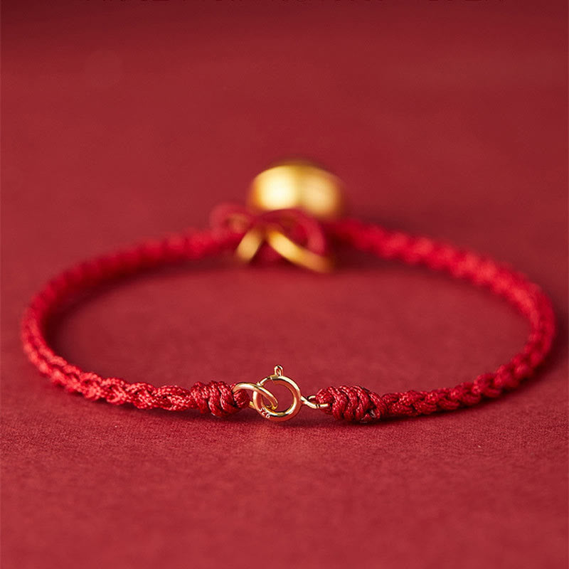 EverestArtstudios Handmade Fu Character Charm Luck Happiness Bell Red Rope Bracelet