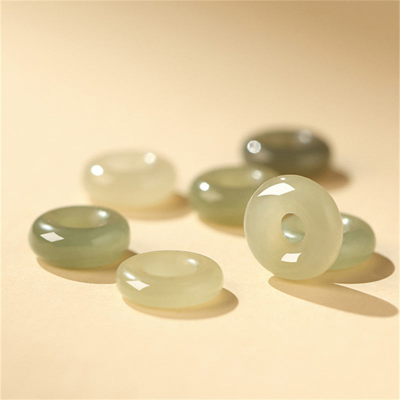 Bracelet koï disque jade Hetian argent 925