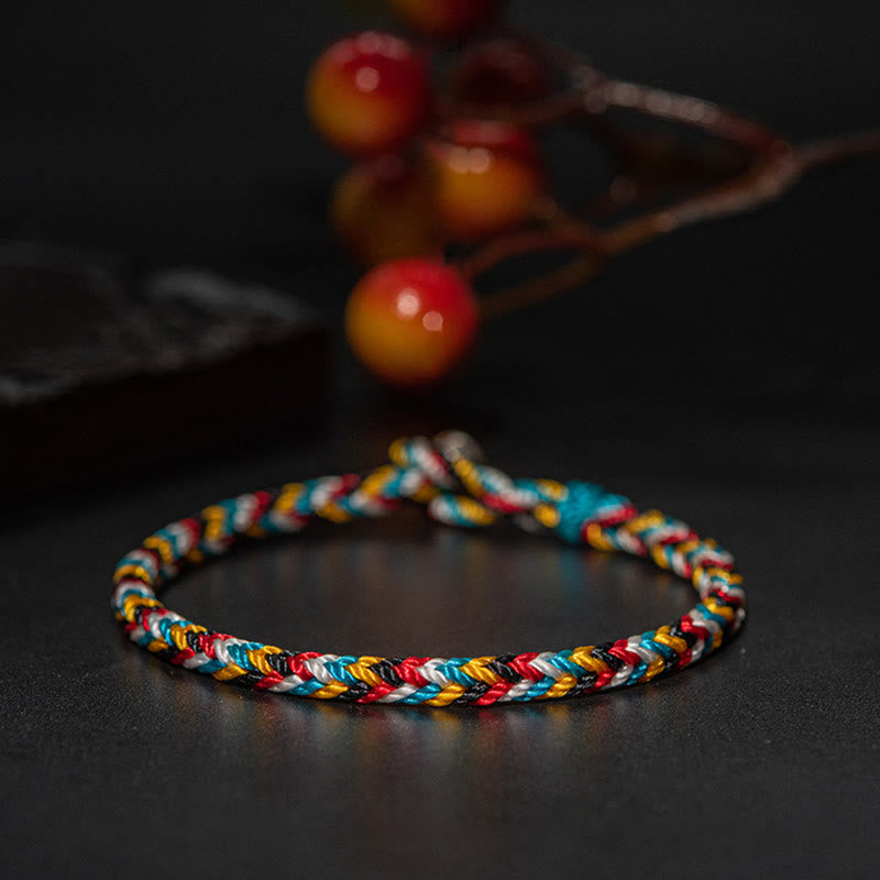 EverestArtstudios Tibet Handmade Five Color Thread Protection Braid String Bracelet