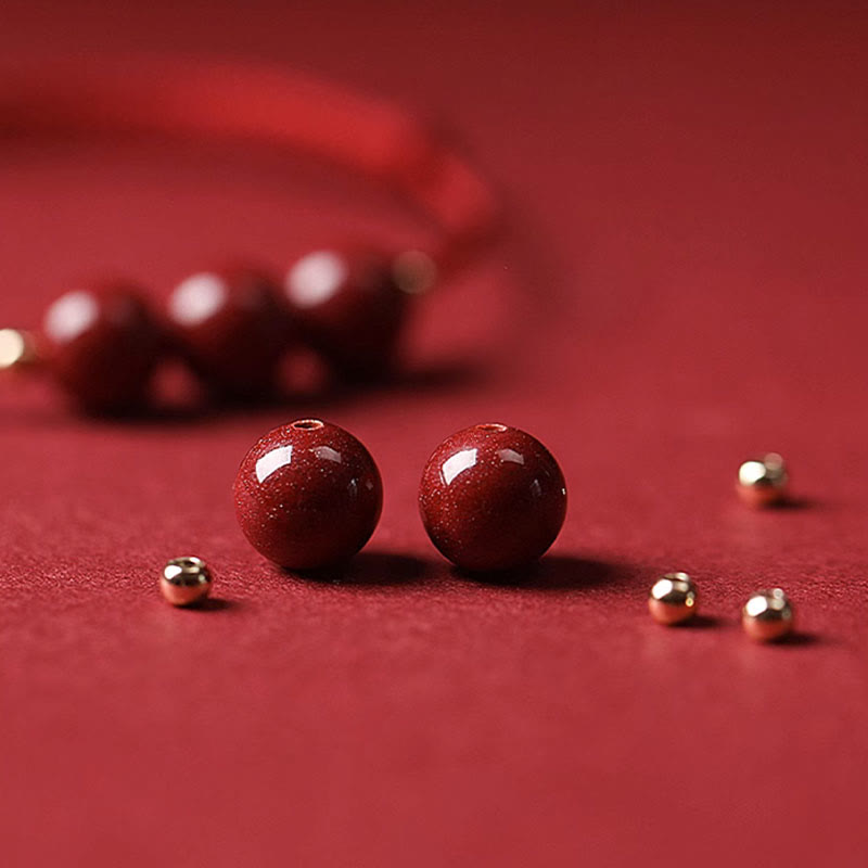 EverestArtstudios Natural Lucky Cinnabar Bead Blessing String Bracelet Anklet