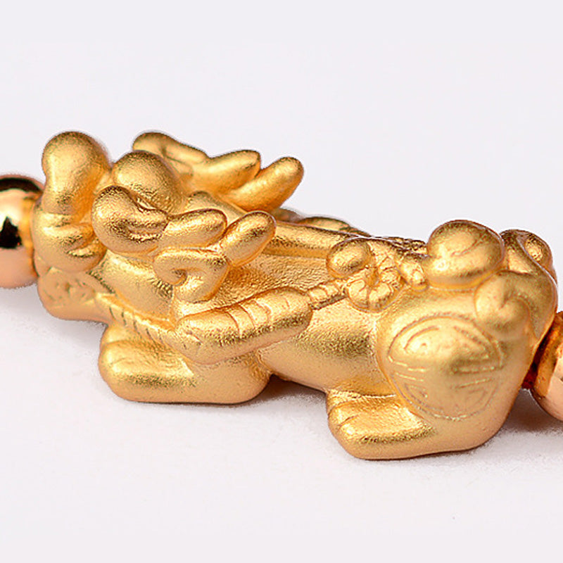 EverestArtstudios 24K Gold-Plated PiXiu Luck Red String Bracelet