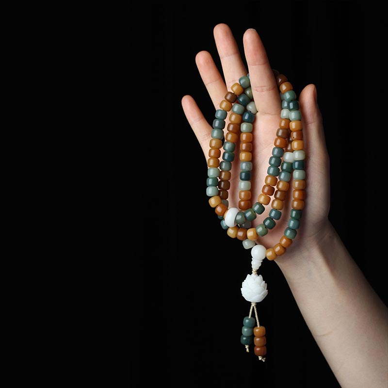 Buddha Stones Bodhi Lotus Mala Harmony Necklace Bracelet
