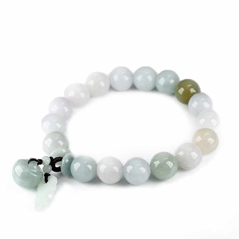 Buddha Stones Natural Jade Pi Xiu Gourd Apple Success Bracelet