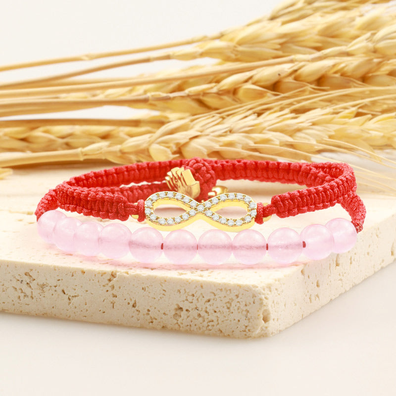 EverestArtstudios Tibetan Handmade Lotus Pink Crystal Soothing Red String Bracelet (Extra 30% Off | USE CODE: FS30)