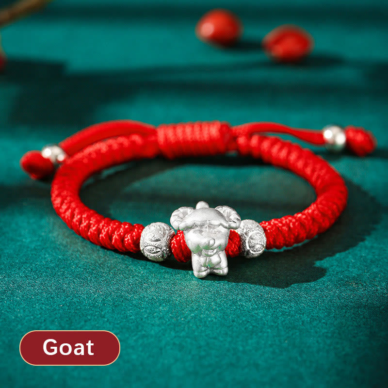EverestArtstudios 999 Sterling Silver Chinese Zodiac Red Rope Luck Handcrafted Kids Bracelet